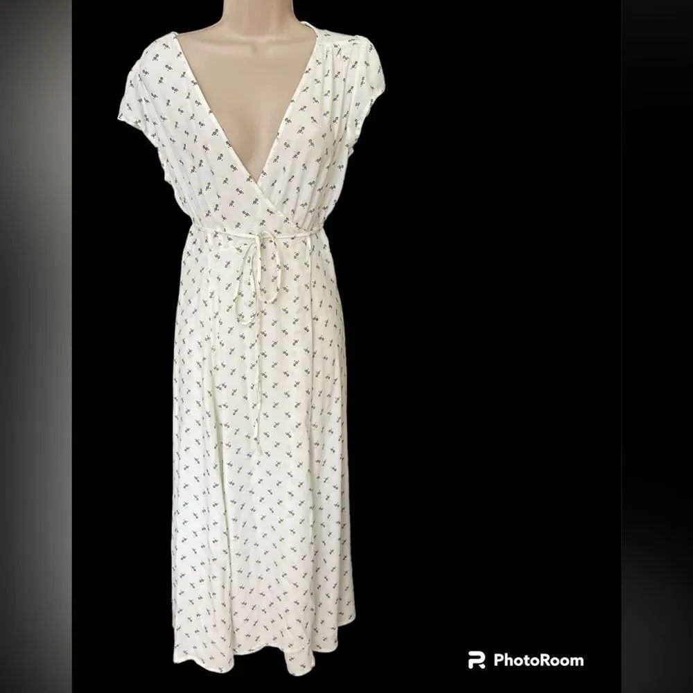 Floral Print Midi Wrap Dress
